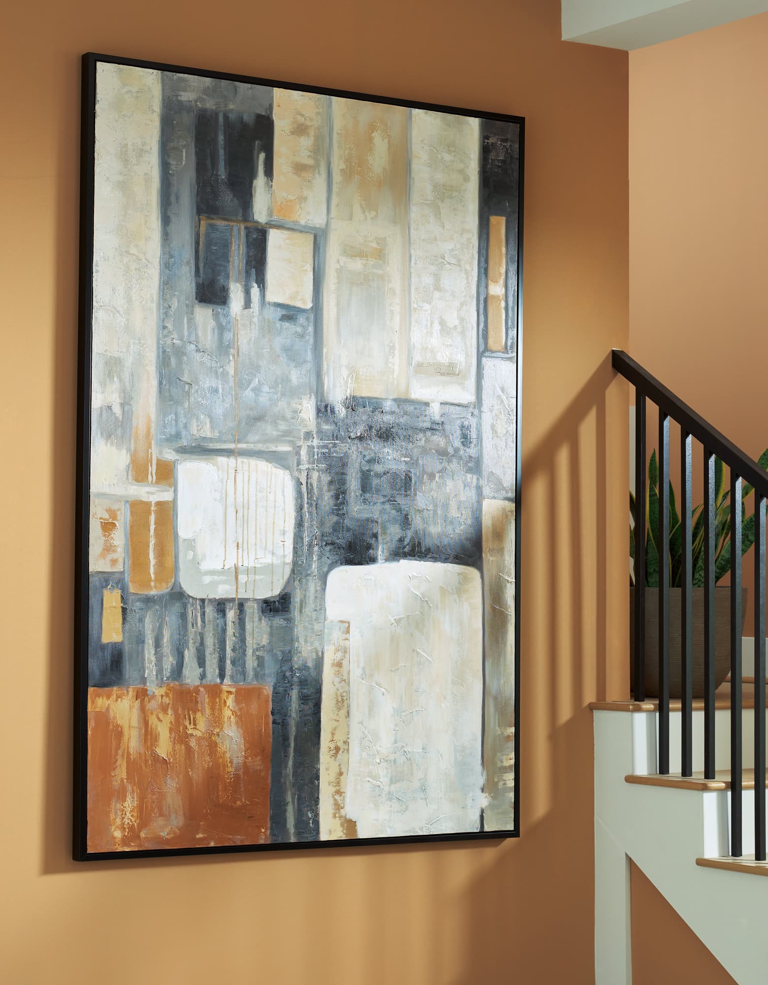 Howford wall art brown black gray abstract canvas front view