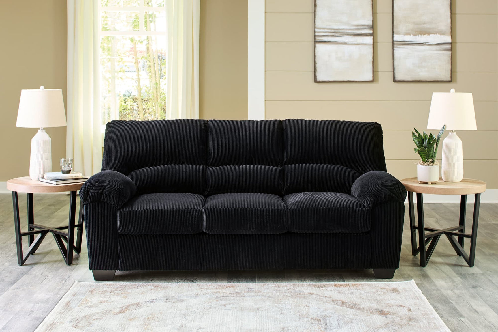SimpleJoy Onyx Chenille Velvet Sofa front view