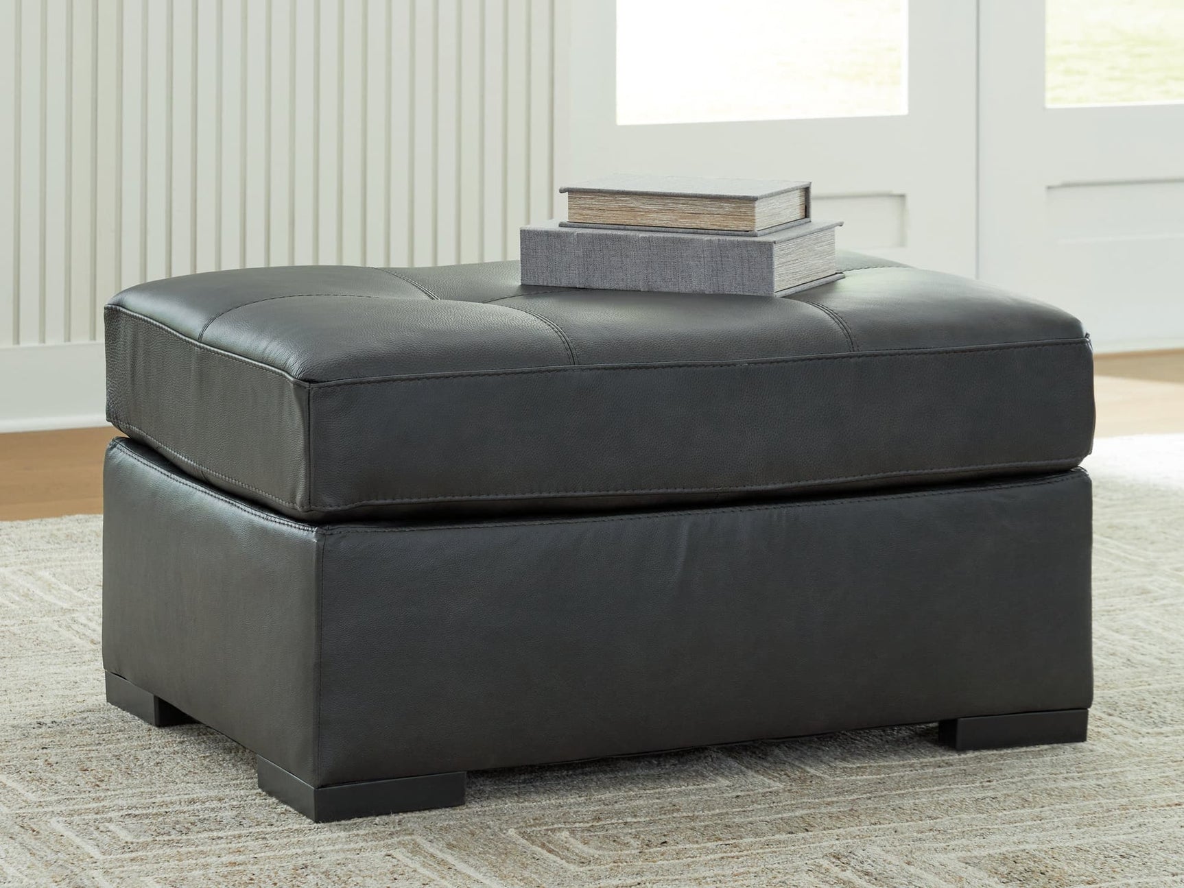 Brindley Pier Fog Leather Oversized Accent Ottoman angled view