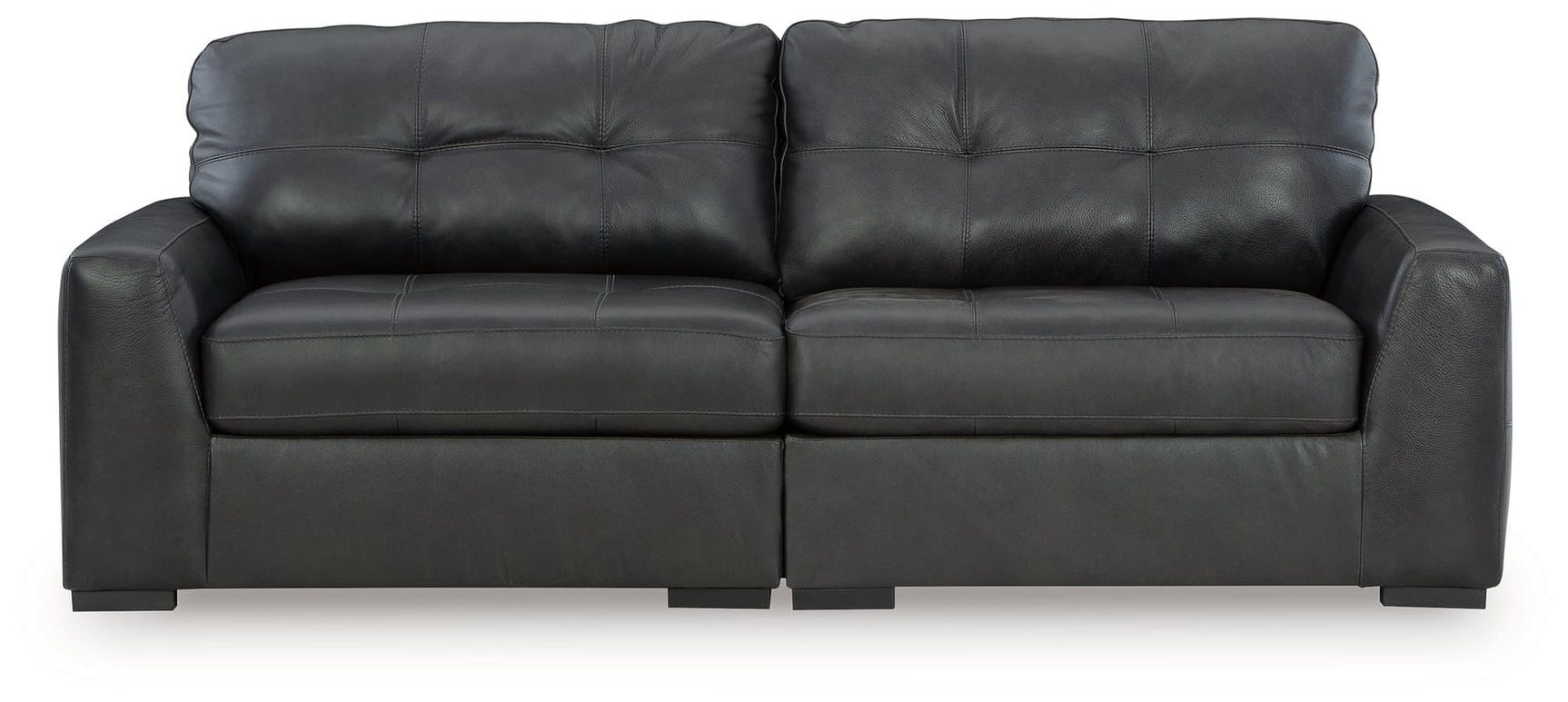 Brindley Pier Fog Leather 2-Piece Sectional Loveseat front view