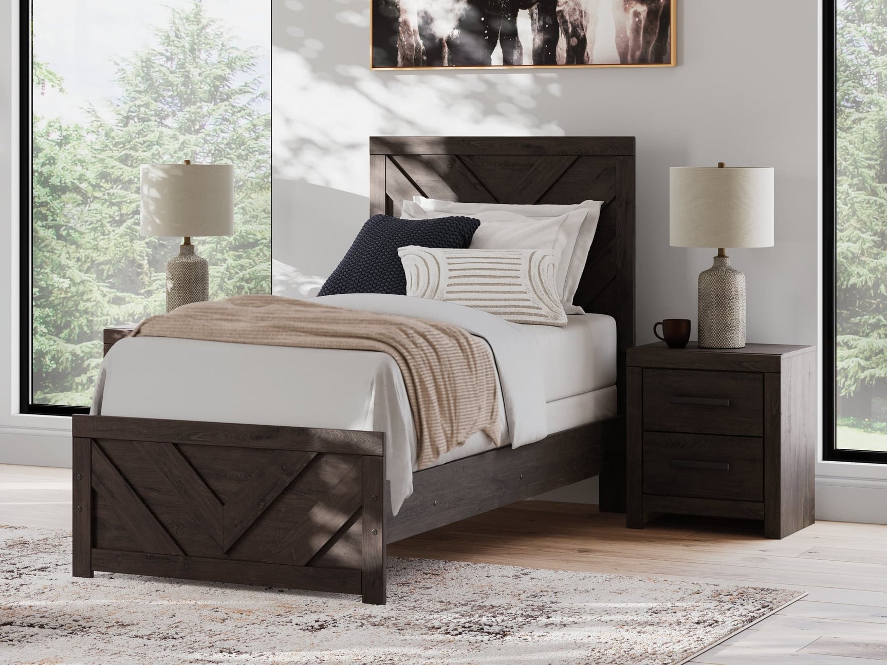 Prendonea Charcoal Twin Panel Bed front view