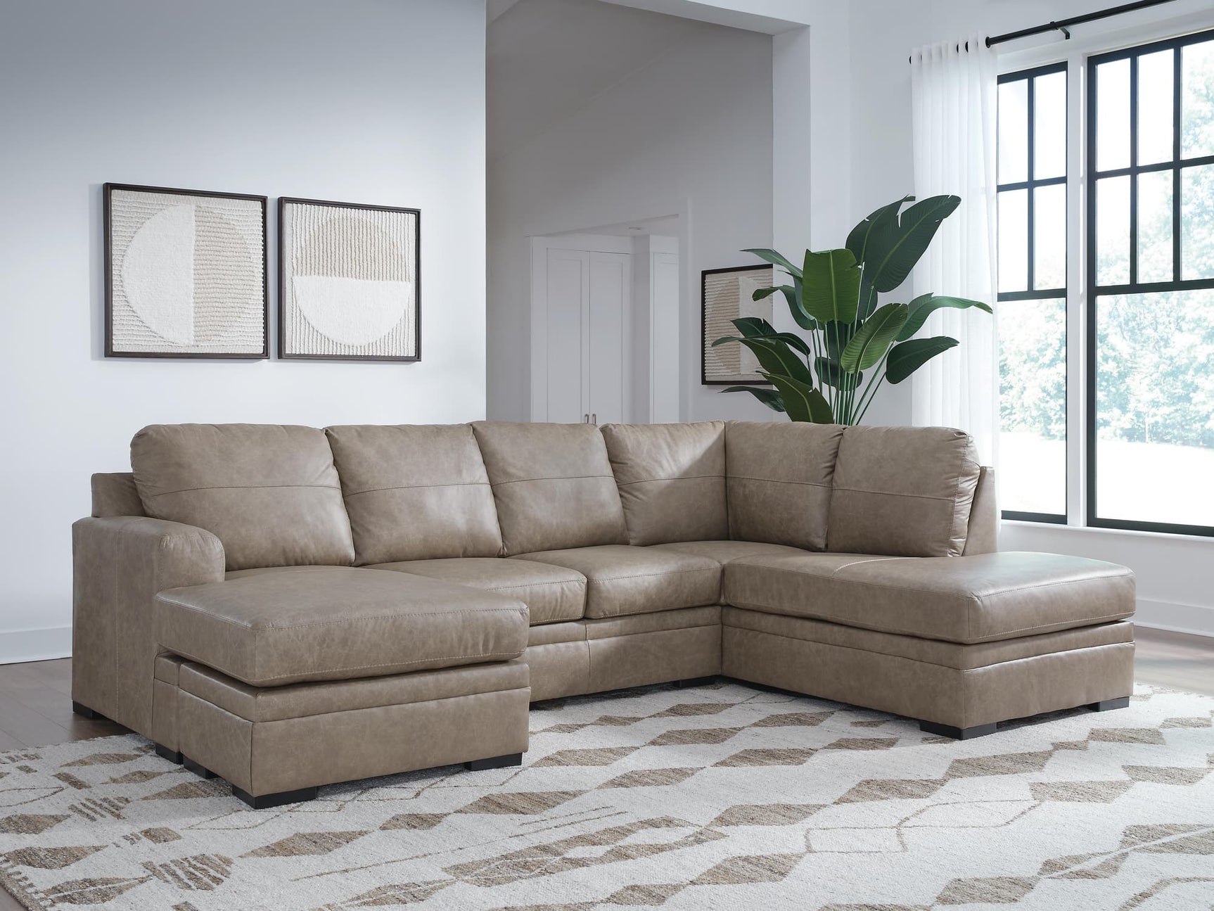 Amuleto Desert Leather 2-Piece Sectional Sofa with Chaise, main front view