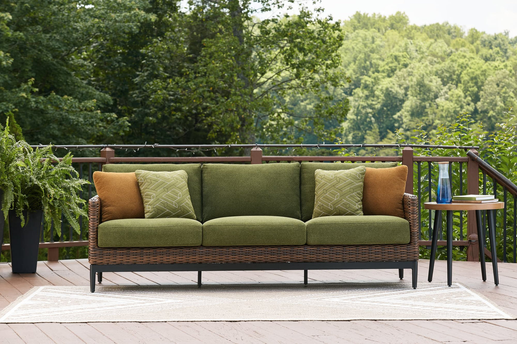 Horizon Hall brown and green outdoor sofa front view