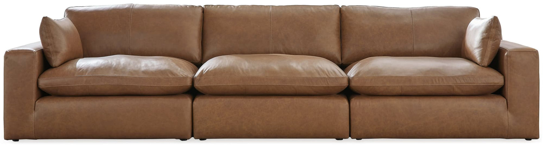 Emilia Caramel Sofa and Loveseat main frontal view