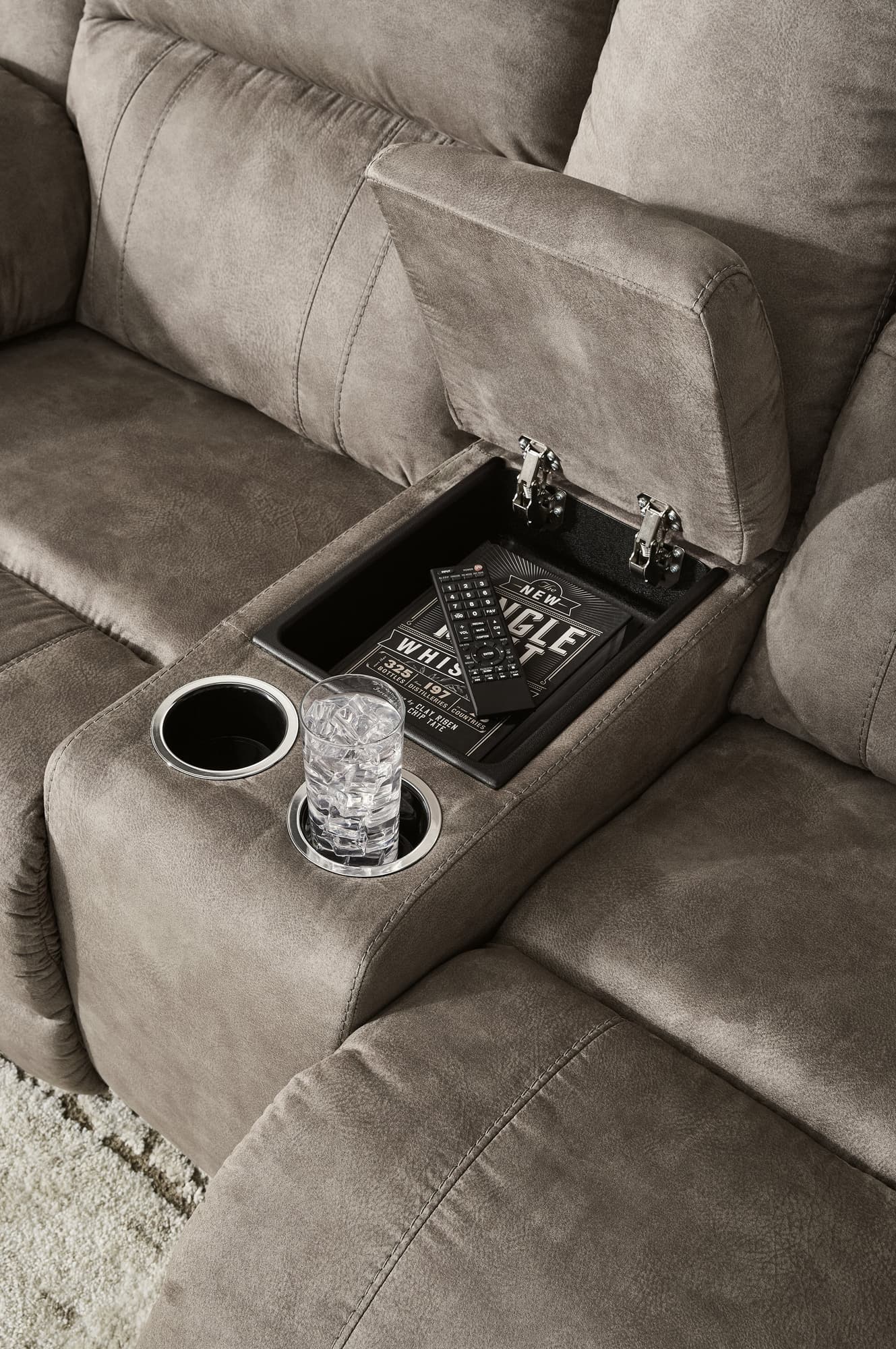 Laresview Fossil Reclining Sofa and Loveseat front angle