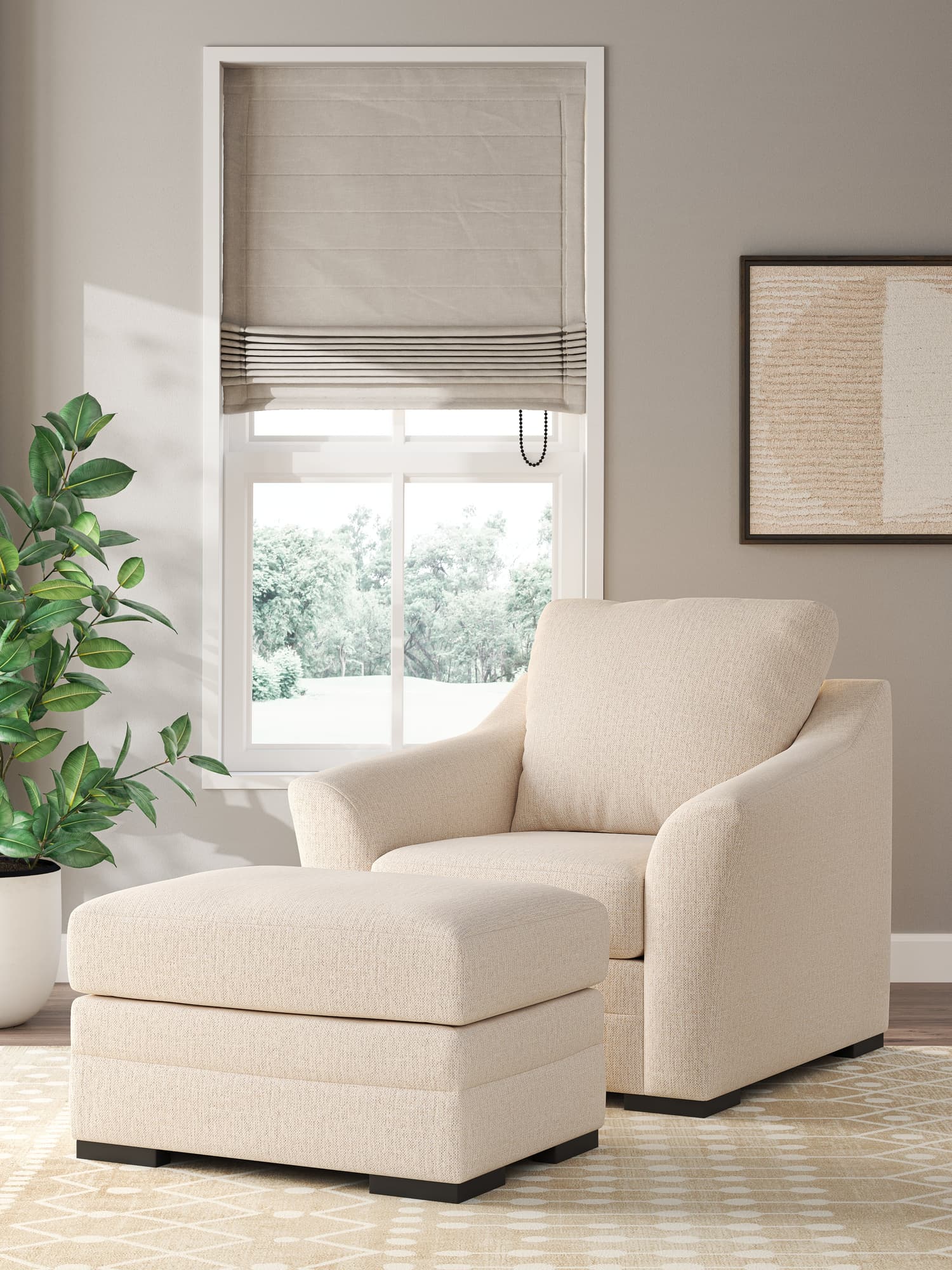 Lango Jute Chair and Ottoman set front view