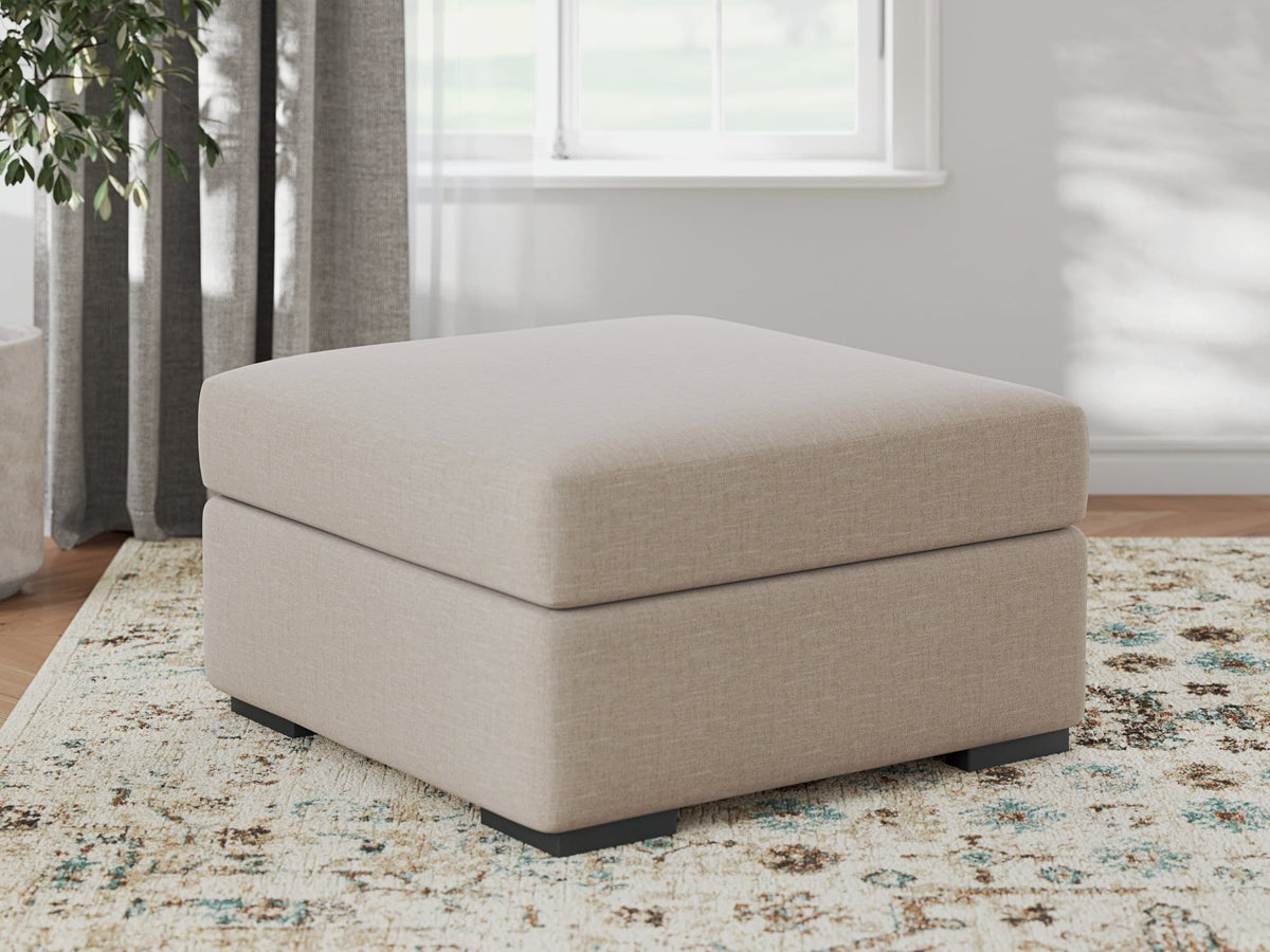 LadyMae Oversized Accent Ottoman in twill light performance fabric front angle