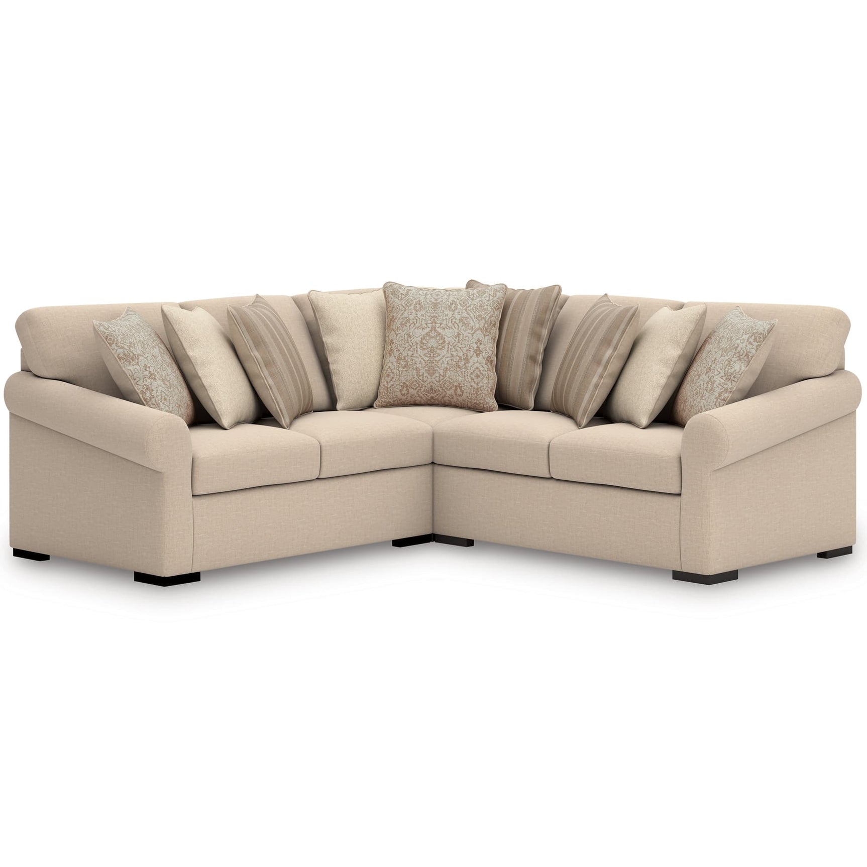 front view of LadyMae 3-piece sectional sofa in Twill fabric