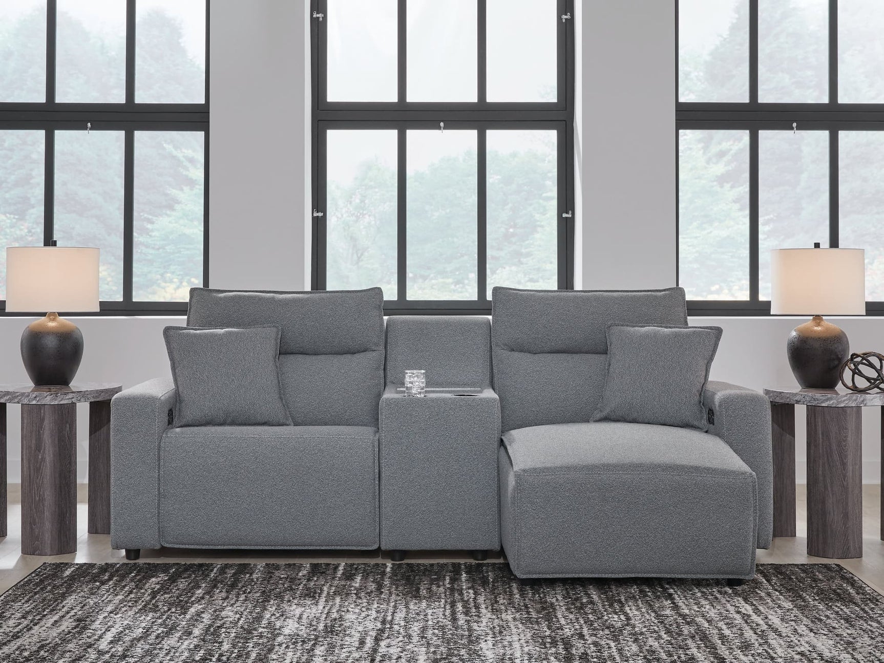 Modmax Salt and Pepper 3-Piece Power Reclining Sectional with Chaise front view