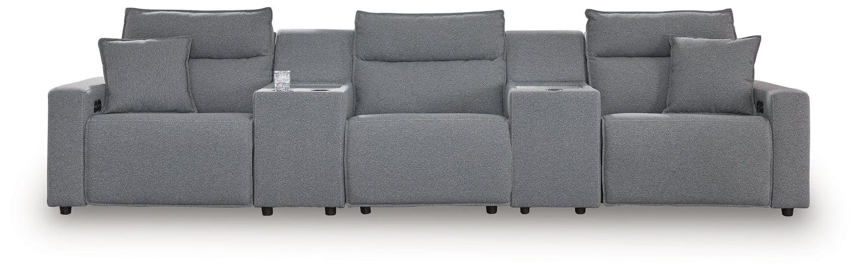 Modmax Salt and Pepper Next-Gen Nuvella™ 5-Piece Power Reclining Sectional front angle