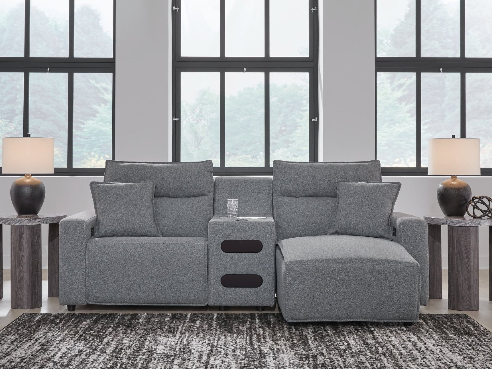ModMax II 3-Piece Power Reclining Sectional in Salt and Pepper, front angle view
