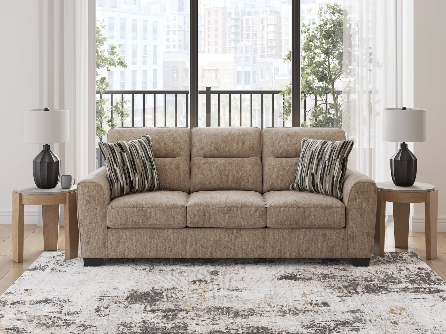 Olten Mocha Chenille Sofa front view