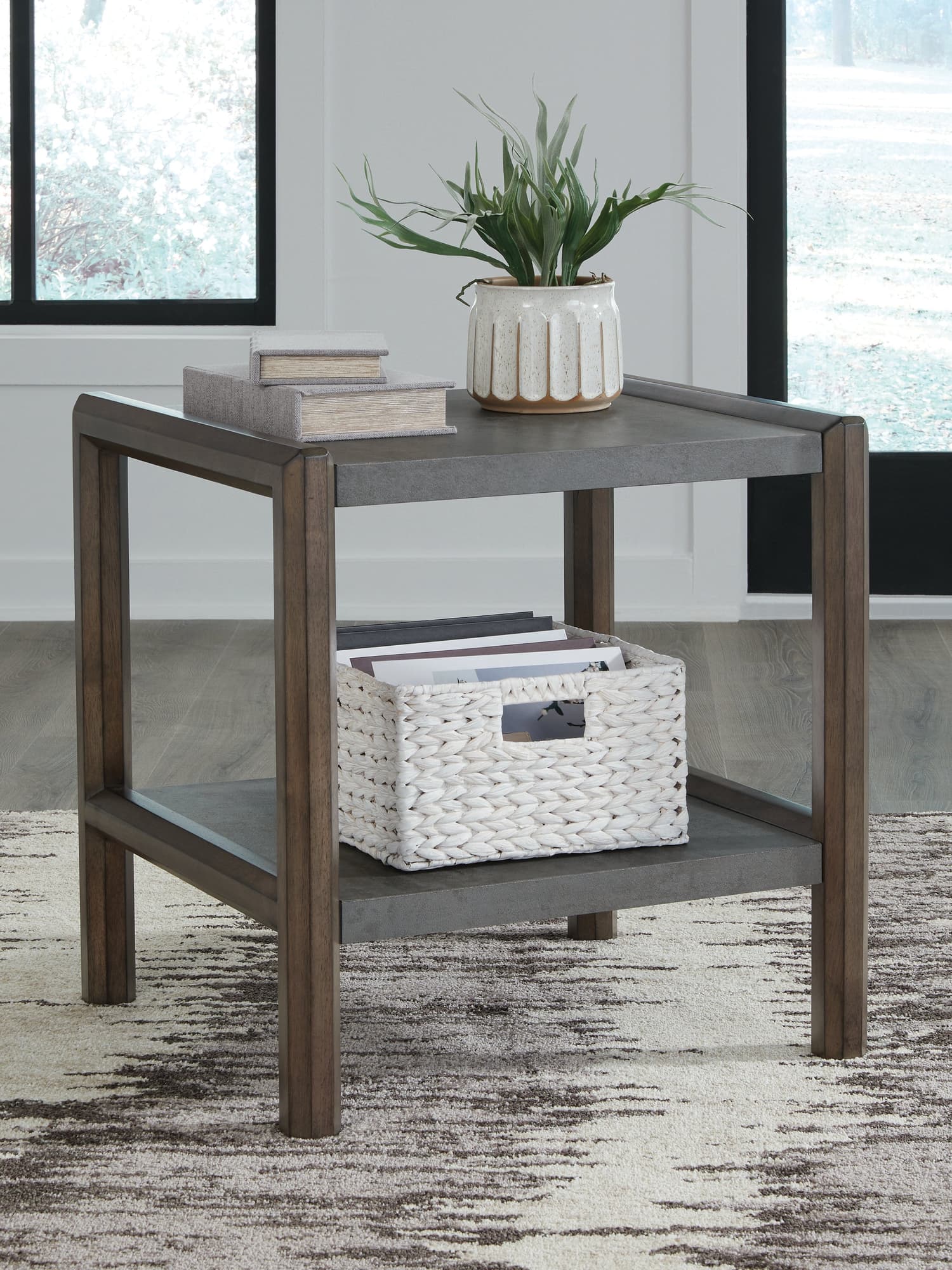 Kallenny Brown and Gray End Table front angle view