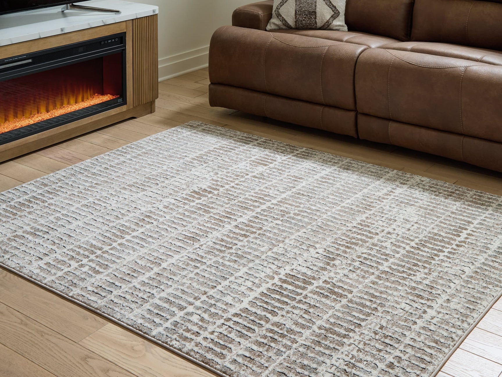 Fuadwick Multi 5'3" x 7' Area Rug front view showing striped pattern