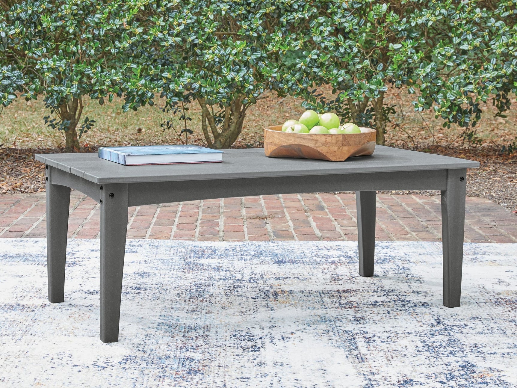 Cove Beach gray outdoor coffee table front angle view