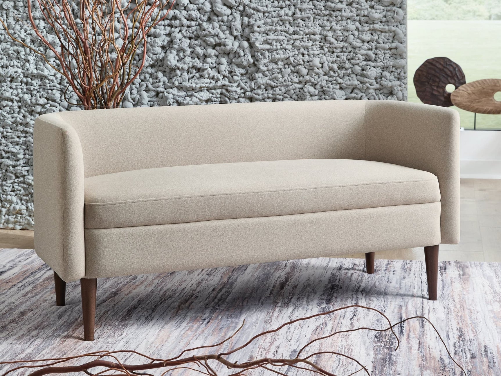 Wainner Beige Accent Bench front view