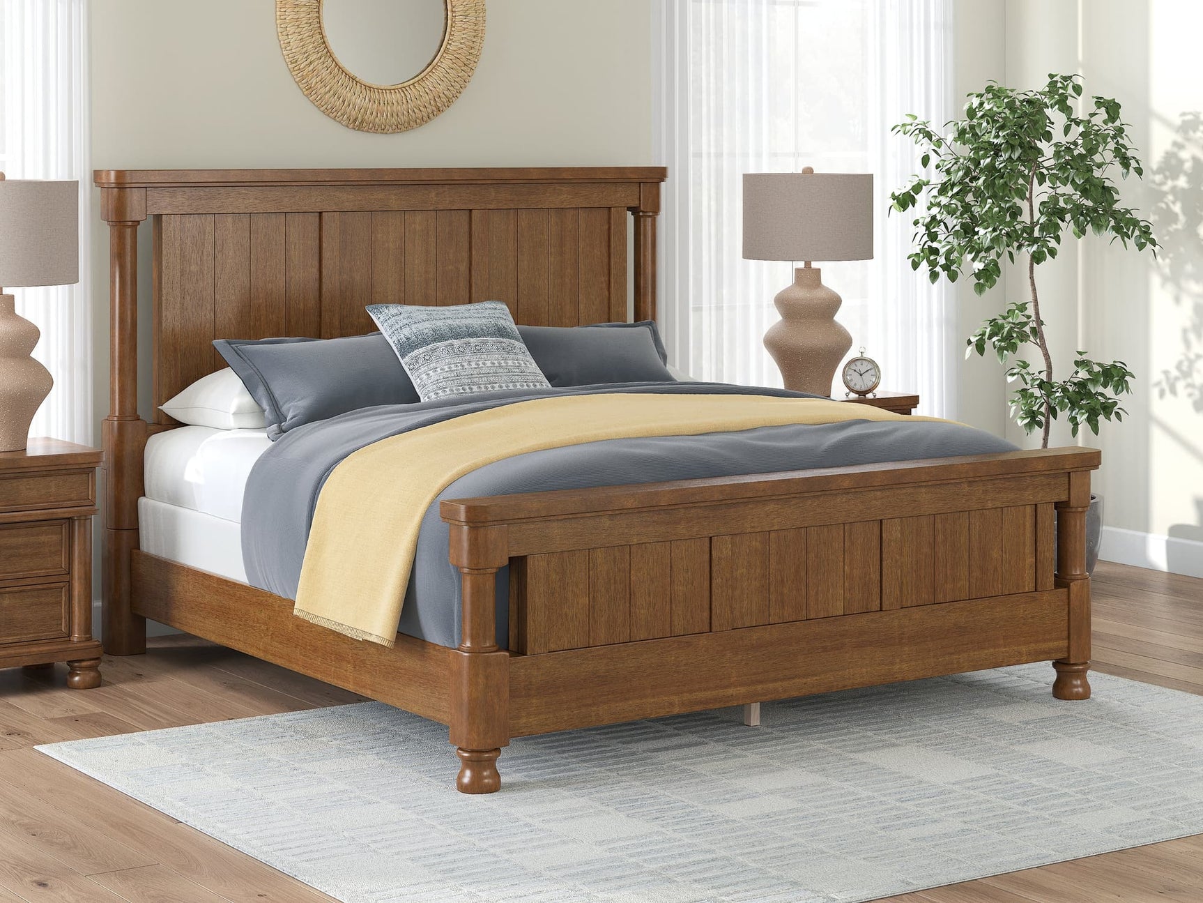 Rowlenstown Brown King Poster Bed, front view