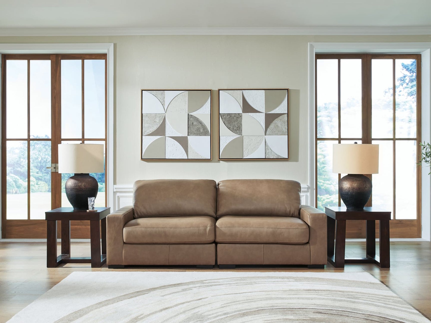 Veronella Sahara Leather 2-Piece Sectional Sofa main front view