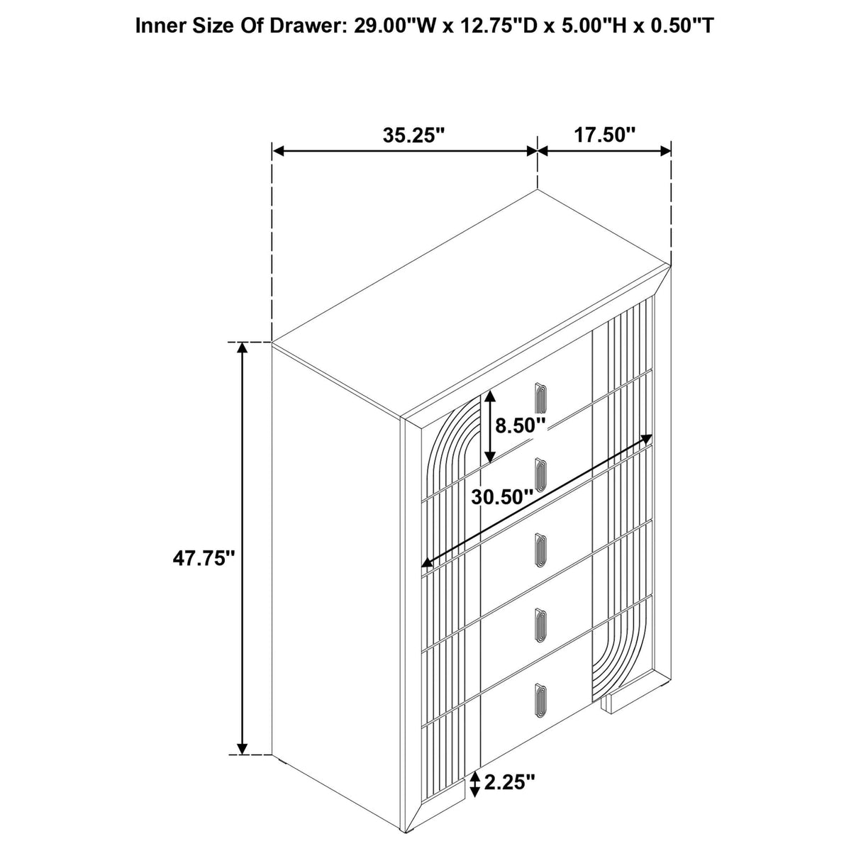 Etienne 5-Drawer Bedroom Chest of Drawers Walnut — product image 13