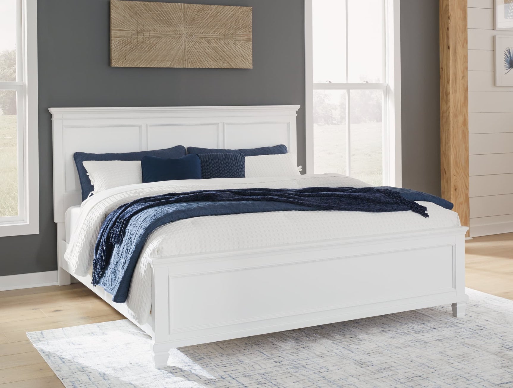 Fortman White King Panel Bed front angle