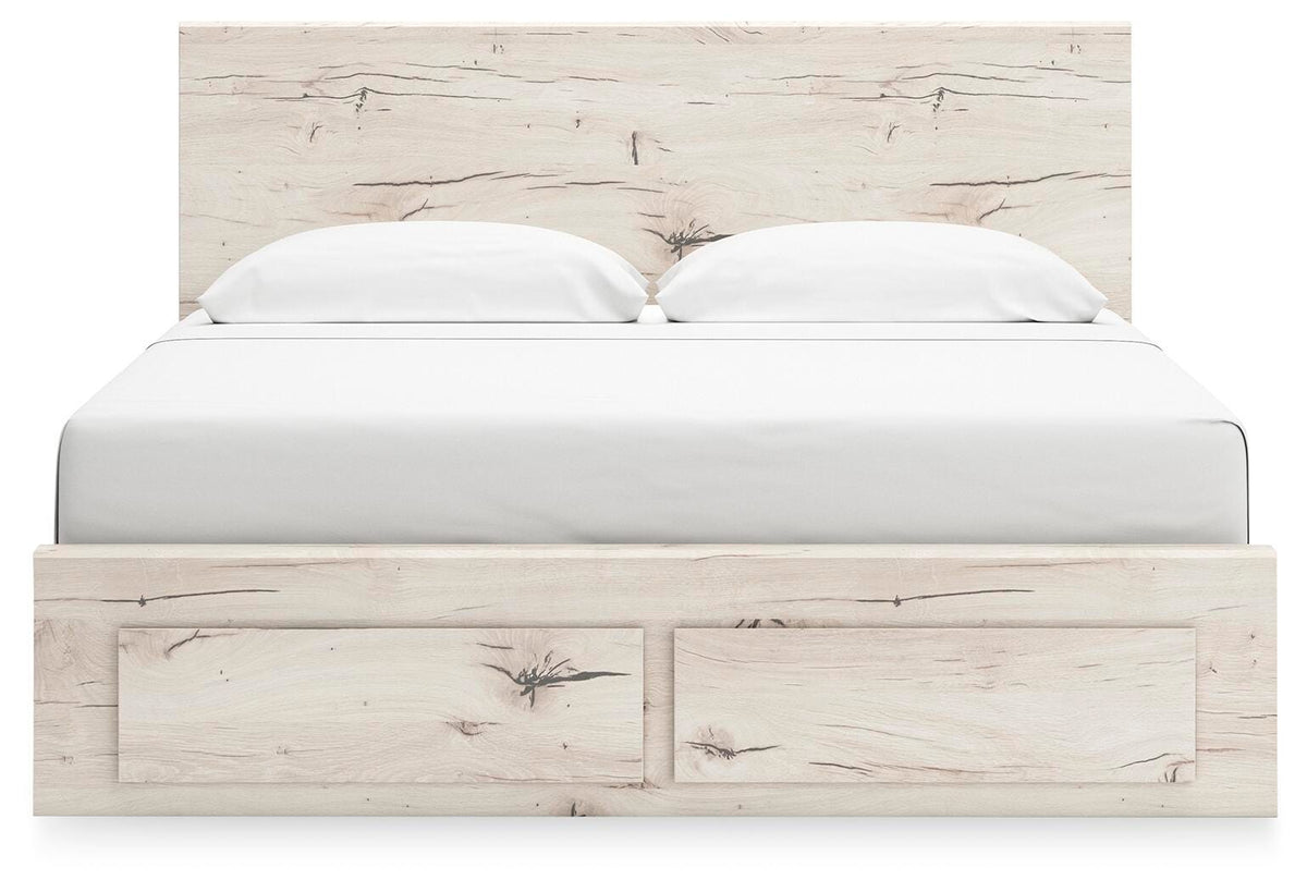 Lawroy Light Natural King Panel Storage Bed — front view