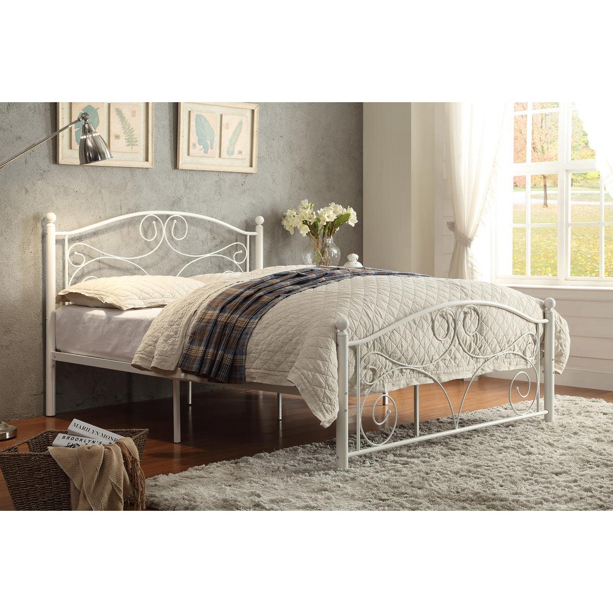 Pallina White Metal Full Platform Bed details