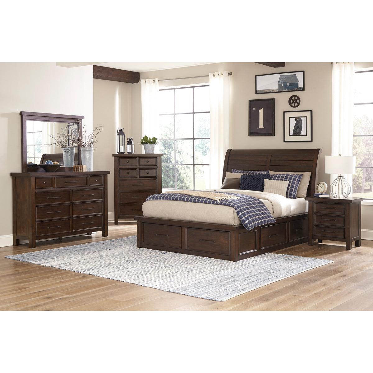 Logandale Brown Modern Transitional Mango Veneer Wood And Engineered Wood King Sleigh Bed - Ella Furniture