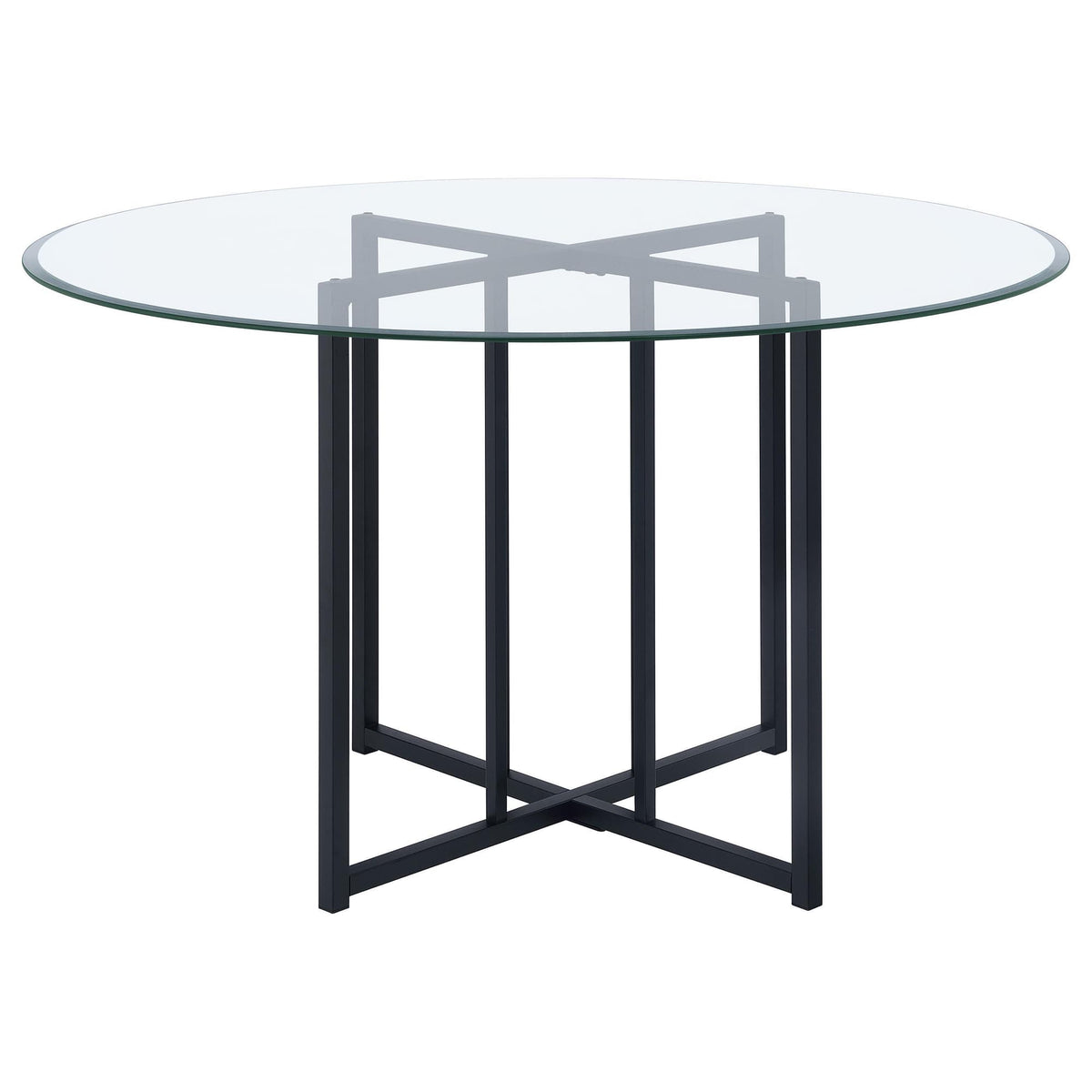 Pace 48-inch Round Glass Top Dining Table Matte Black — product image 2