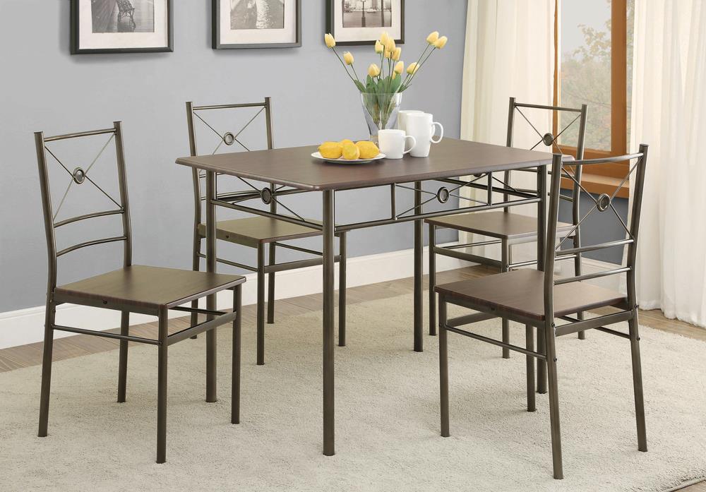 G100033 Walnut Rectangular Dining Room Set main view dining table and chairs