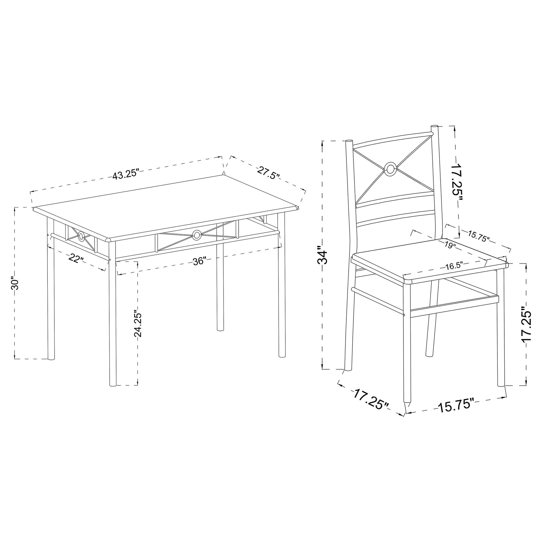 Detailed view of chair and table connection on G100035 Taupe Dining Set