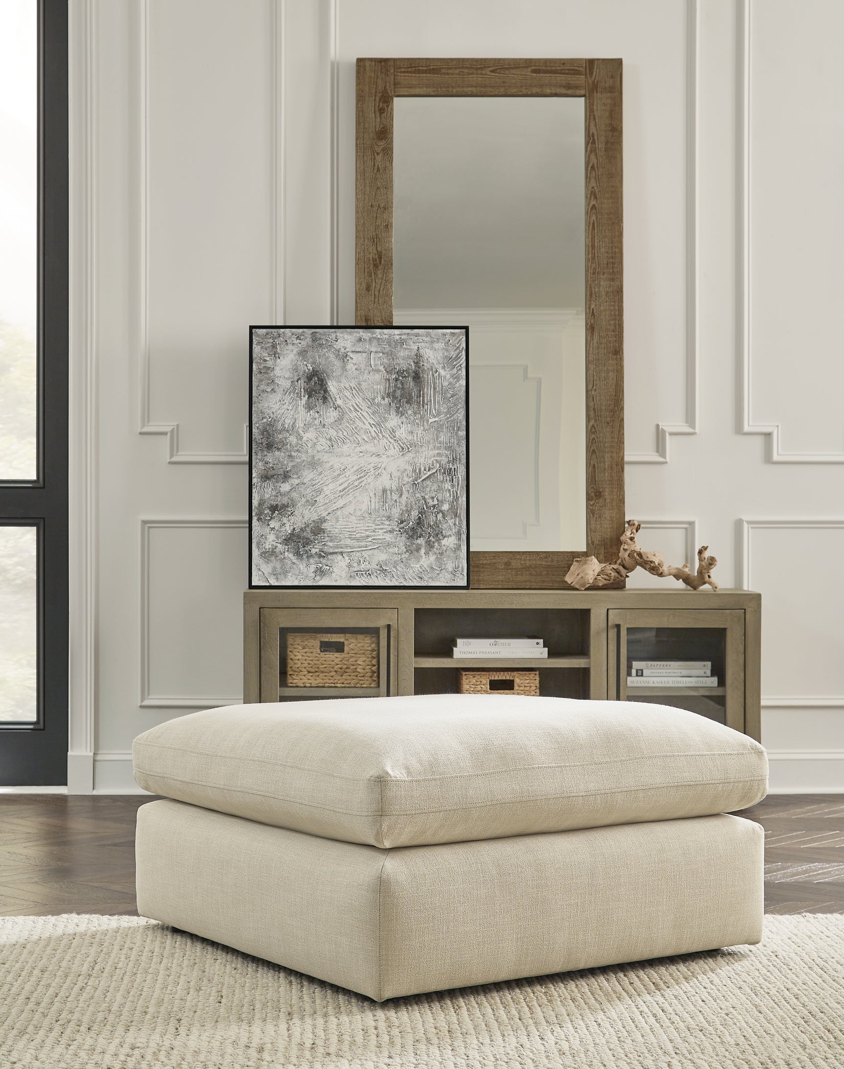 Side perspective of Elyza Linen 3-Piece Sectional