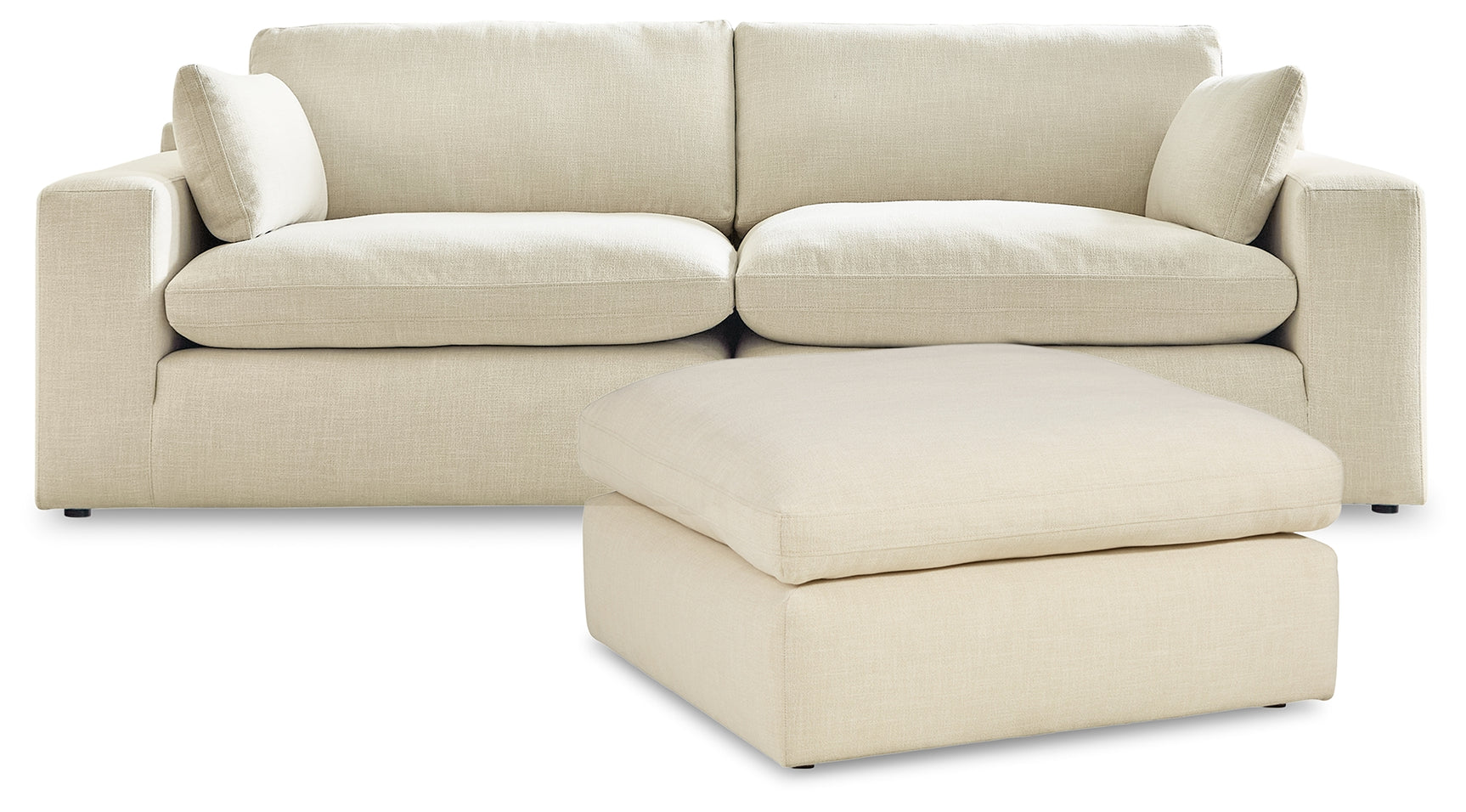 Side view of Elyza Linen 2-Piece Sectional Sofa with Ottoman