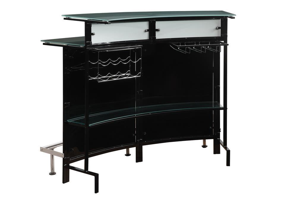 Side view of Keystone Bar Unit showing tempered glass shelf