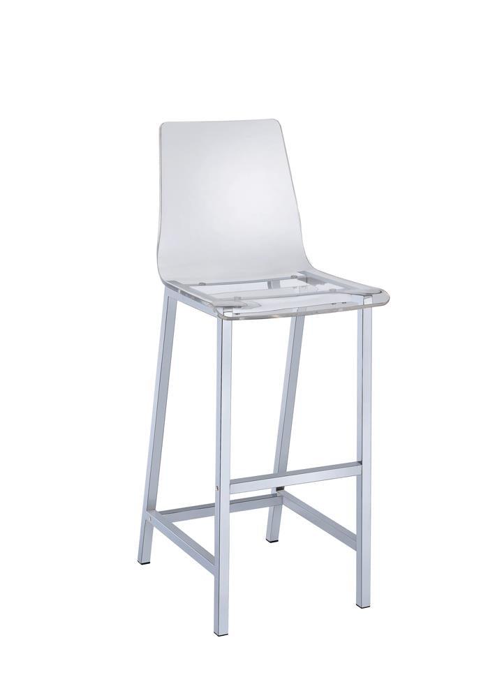 Side view of Juelia bar stool showing footrest