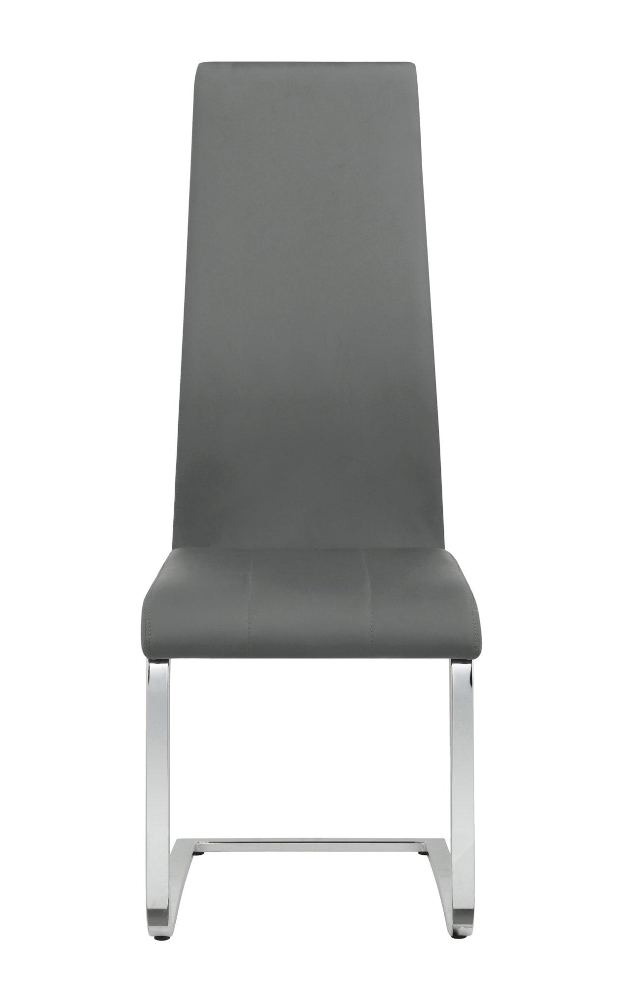 Montclair Grey Upholstered High Back Chair - Close Up on Upholstery and Chrome Frame