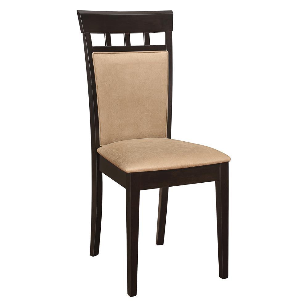 Elegant dining chairs with hand-tufted backs and padded seats