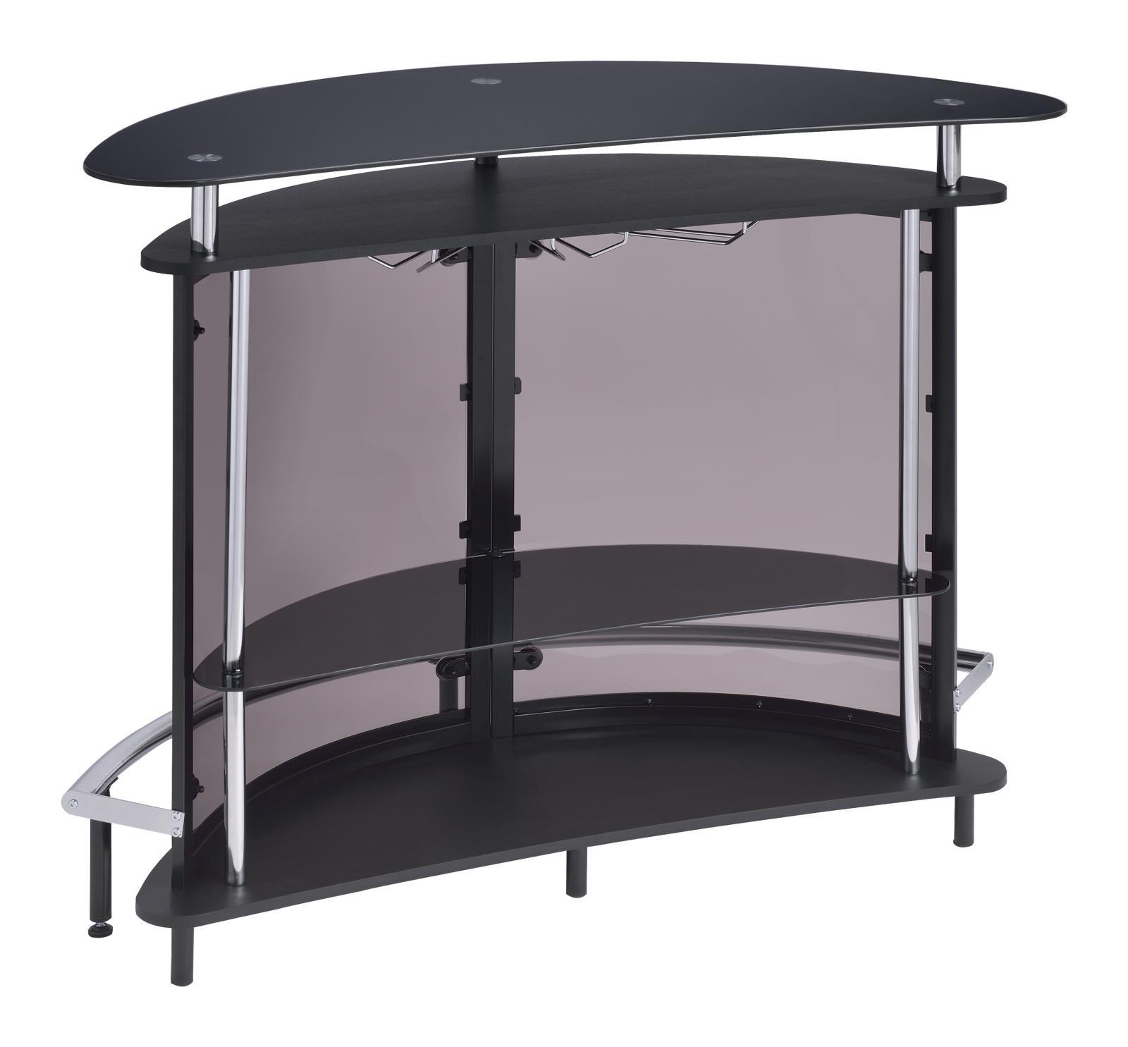 Set up with glasses and bottles on bar unit