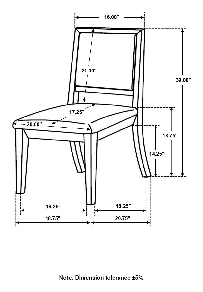 Top view of Louise Upholstered Dining Side Chair seat and back cushions