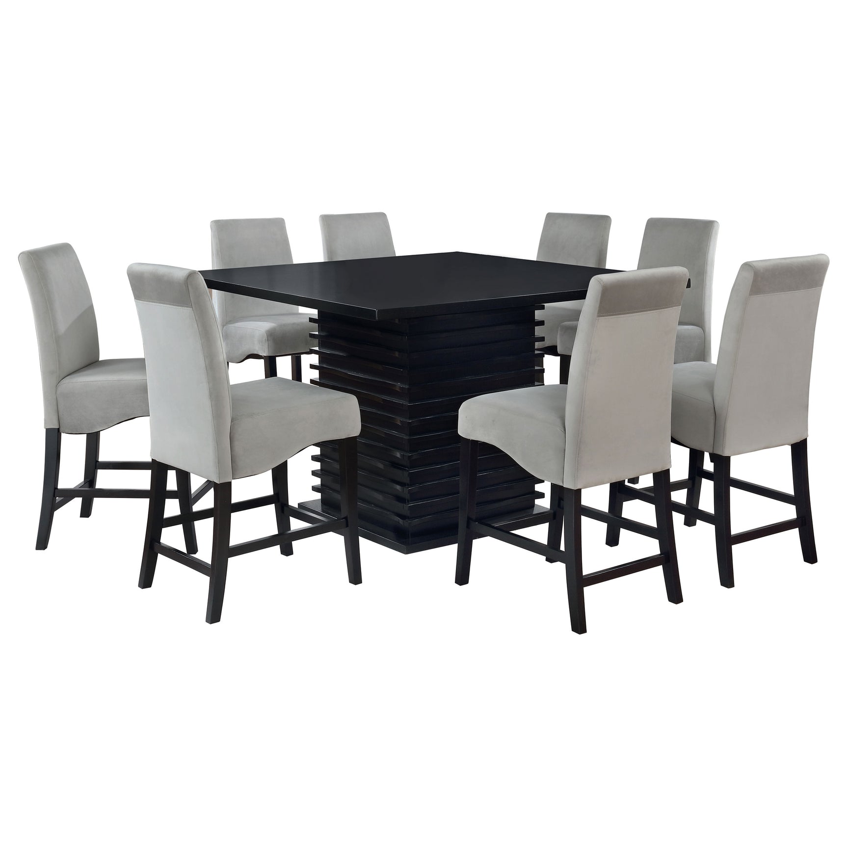 Main view of Stanton black gray dining set with 8 chairs