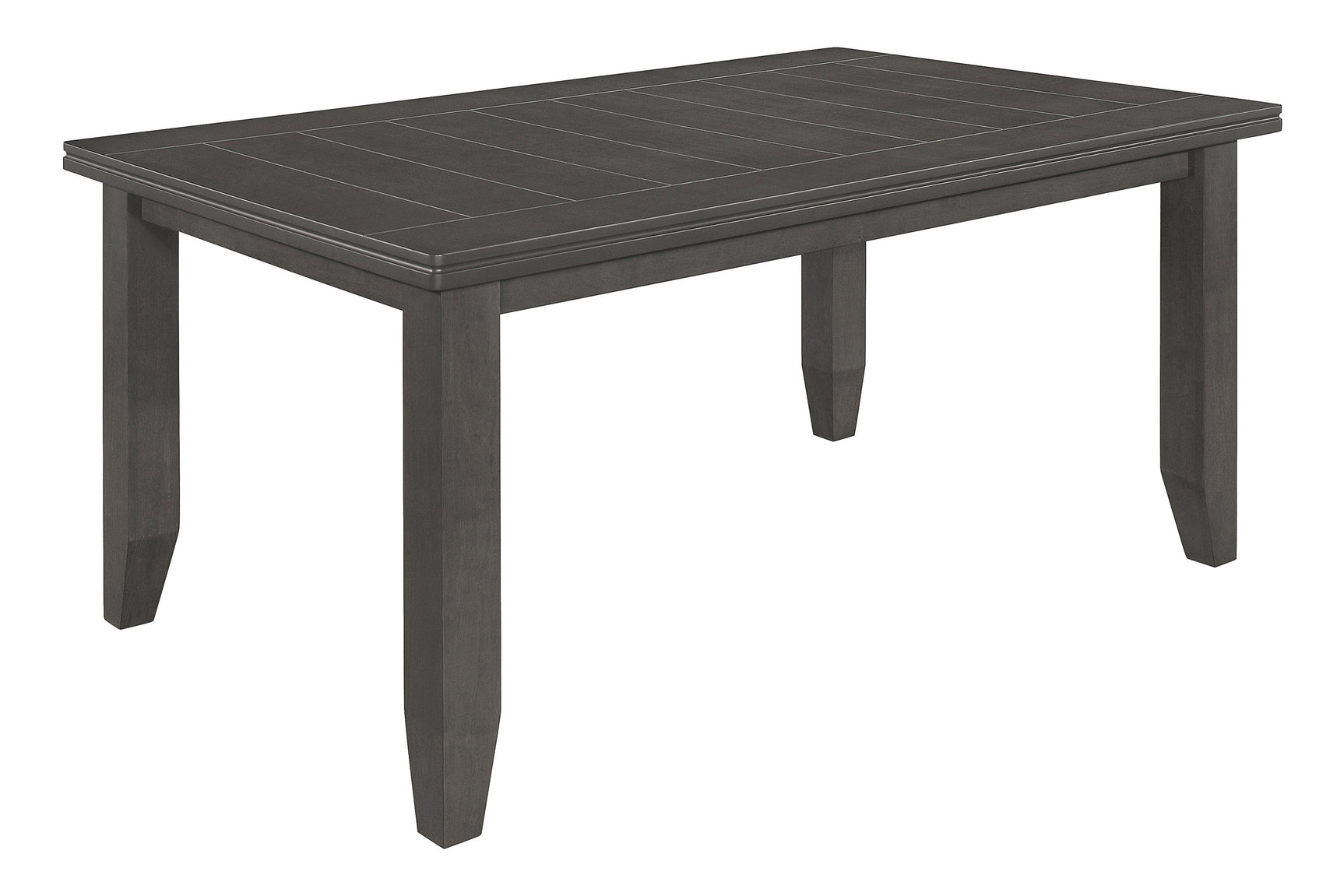 Dalila rectangular plank top dining table dark grey - angled side view
