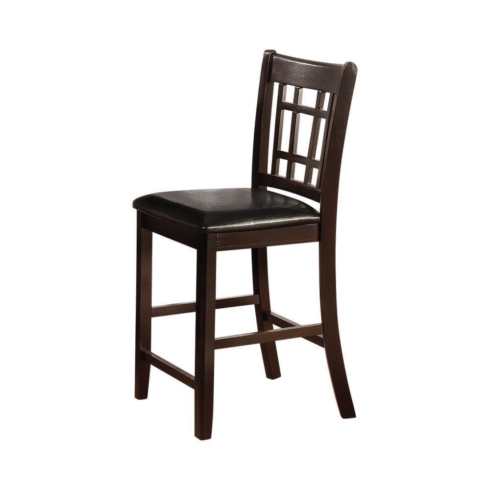 Lavon counter height stool side view showing lattice back