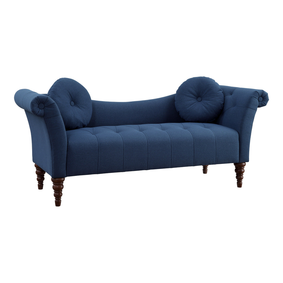 Side view of Adira Blue Upholstered Tufted Settee Sofa