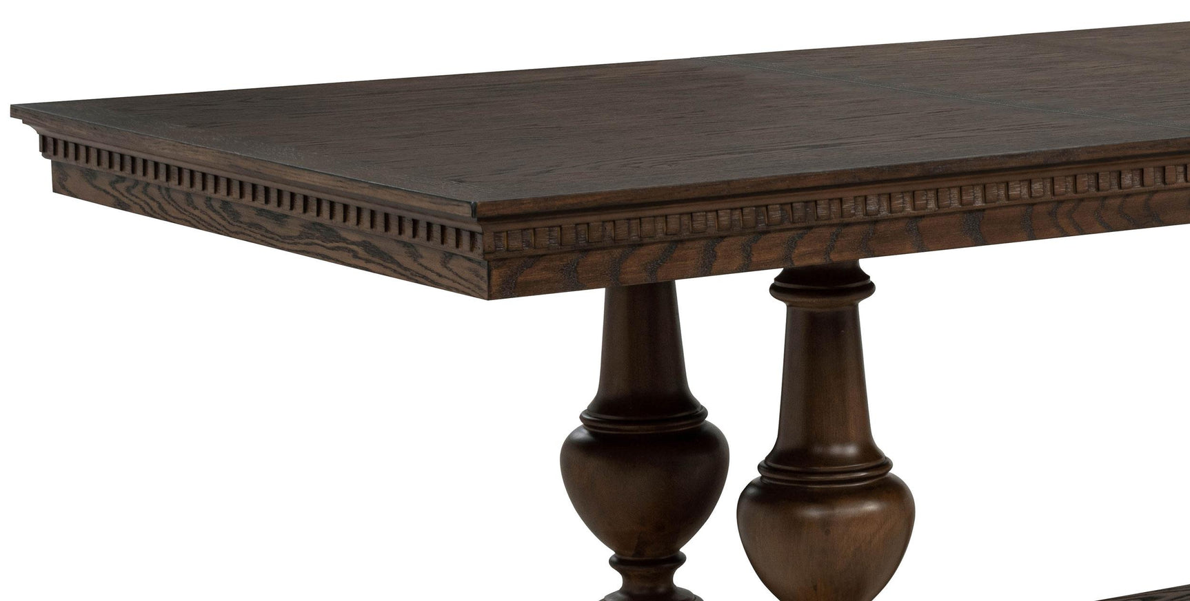 Dining table broad top and architectural base