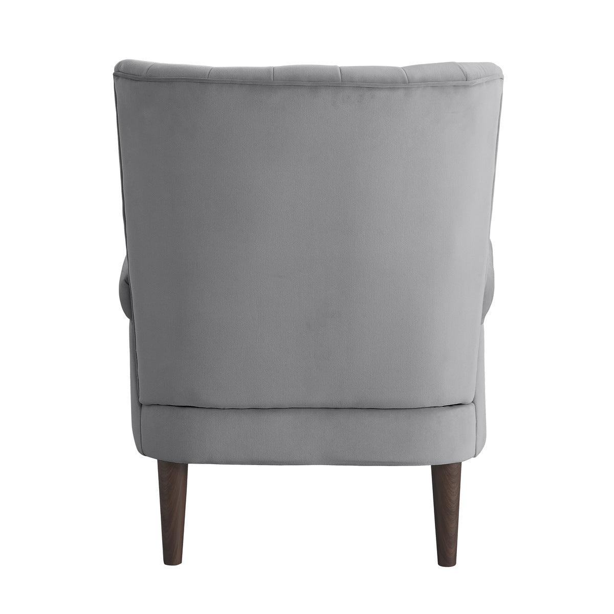 Urielle Dark Gray Velvet Upholstered Accent Chair back view