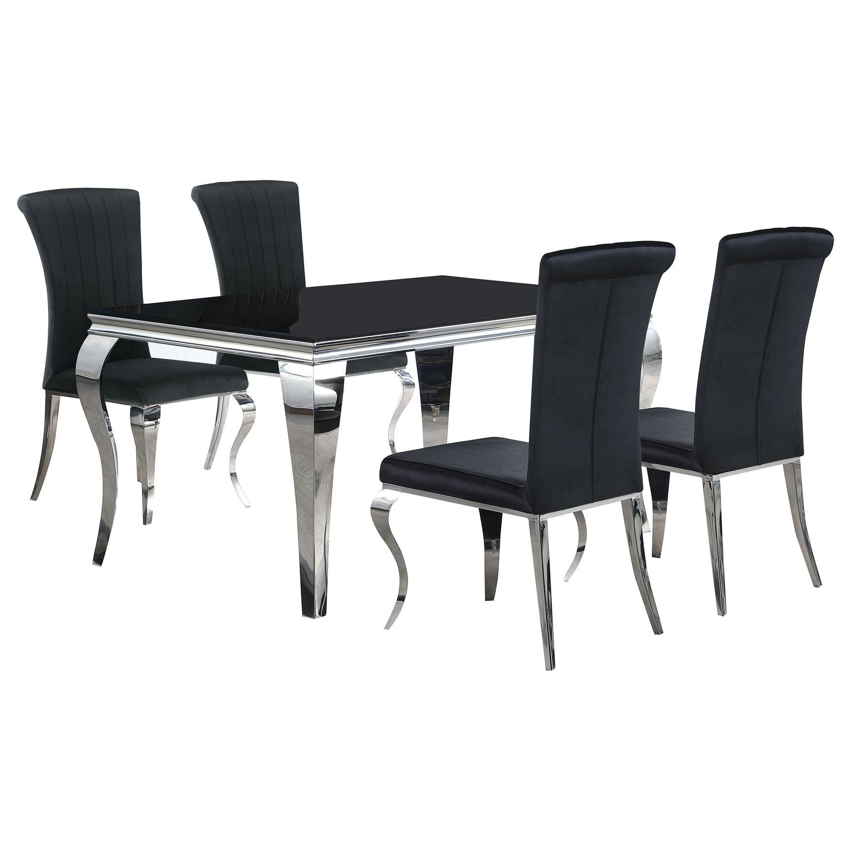 Carone Black 61-inch rectangular glass dining room set room view