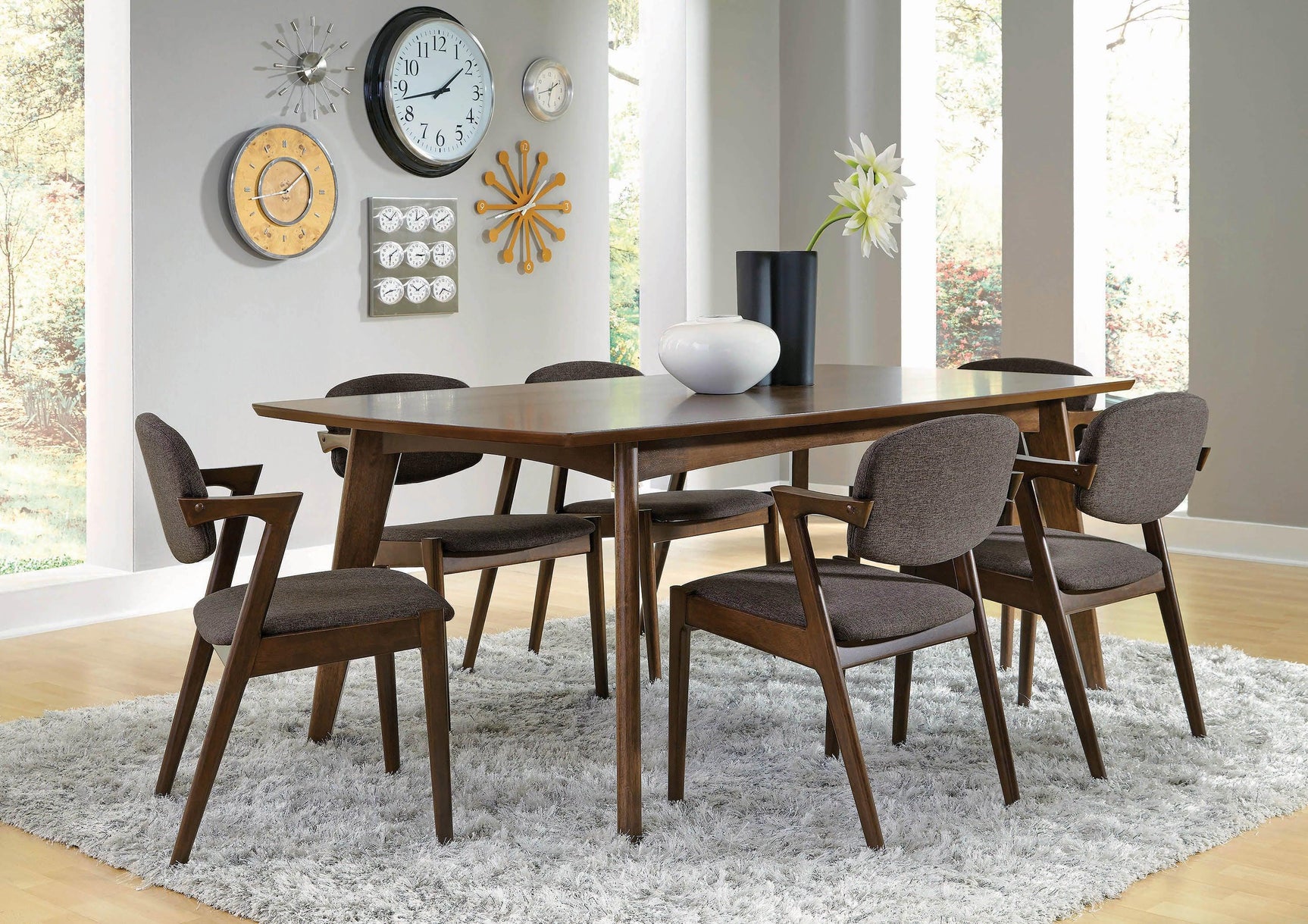 Malone Rectangular Dining Table dark walnut tabletop close-up