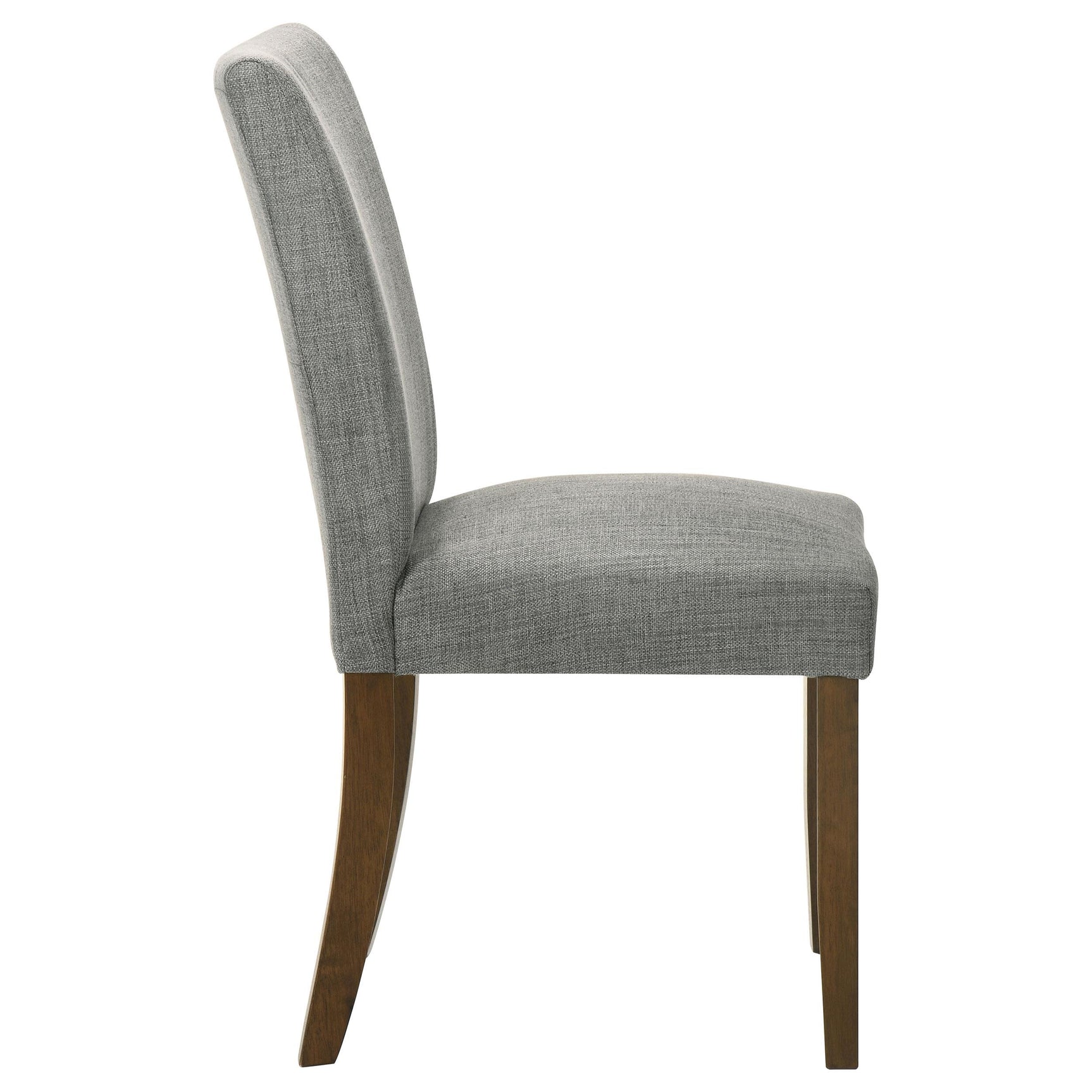 Cantley grey upholstered dining side chair set of two with brown hardwood legs