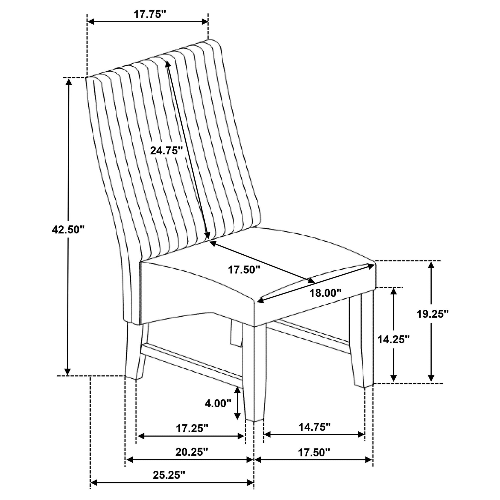 Barrand black upholstered dining side chair set of 2 front view