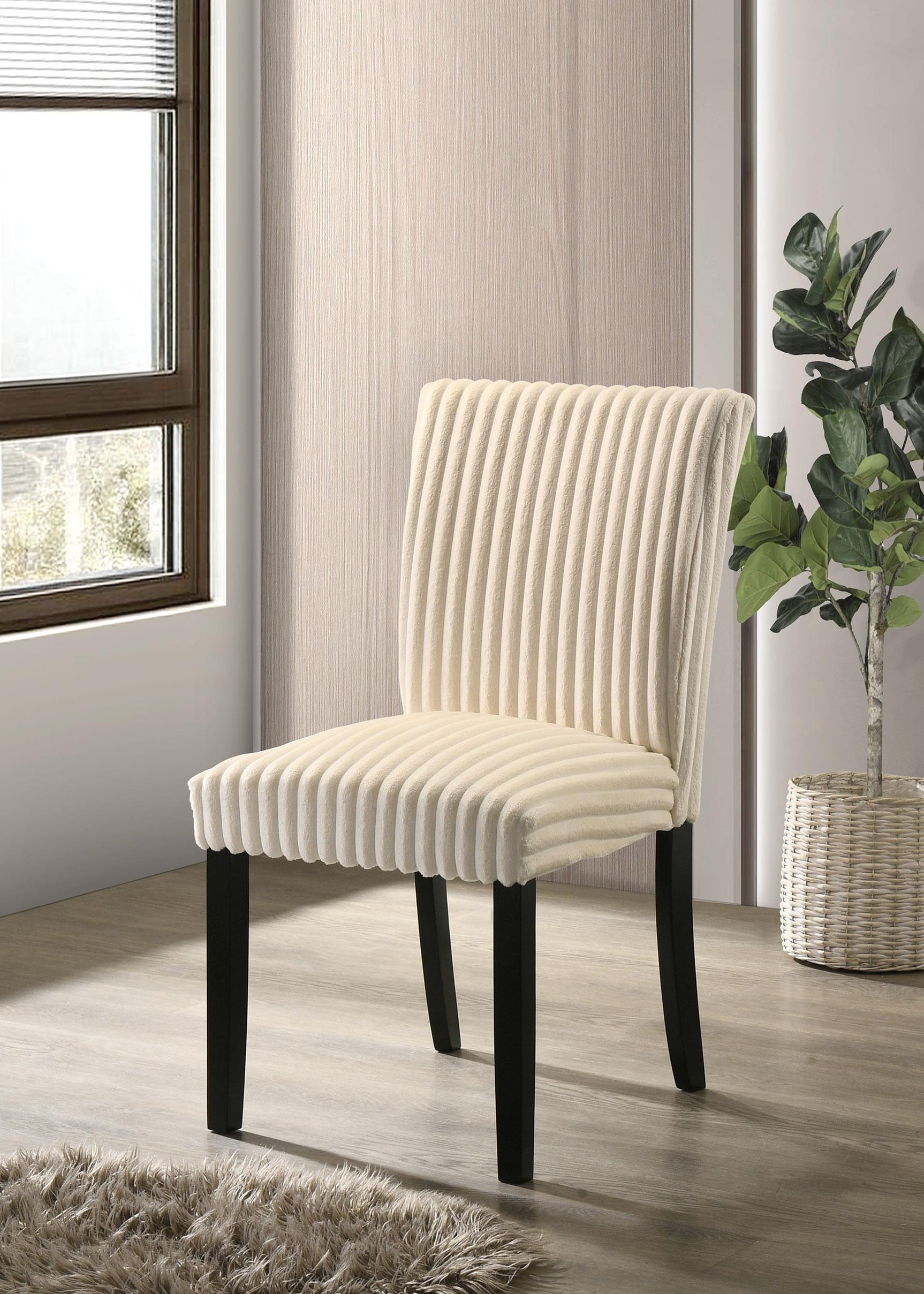 Cream fabric seat closeup