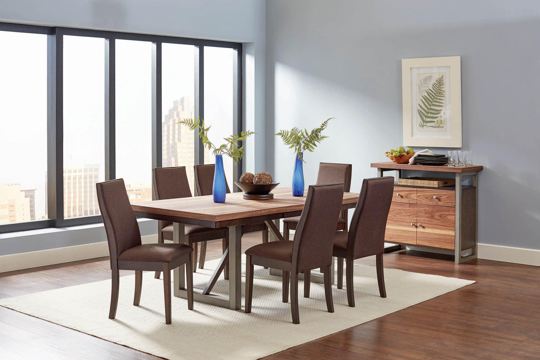 Side view of Spring Creek dining table with natural walnut finish